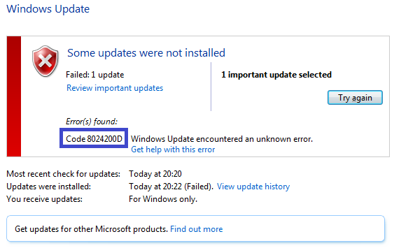 Image result for windows update error code 8024200d