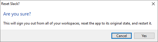 Slack reset confirmation dialog
